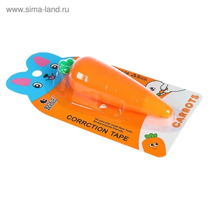 Корректор-лента &laquo;Морковка&raquo; 5 м &times; 5 мм, блистер, европодвес, корпус МИКС