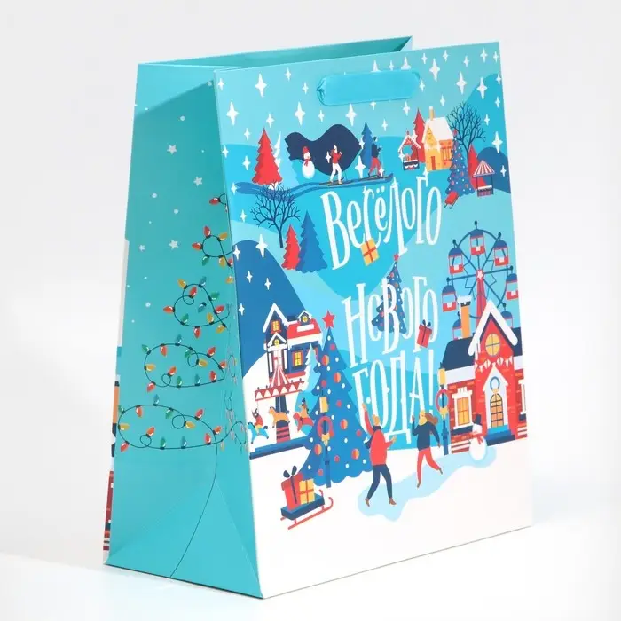 Пакет подарочный новогодний ламинированный «Веселого Нового Года», ML 23 х 27 х 11.5 см