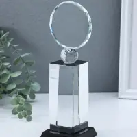 Стела наградная стекло "Медаль" медаль d=8 см площадка 5,5х11,8 см 7х8х24 см