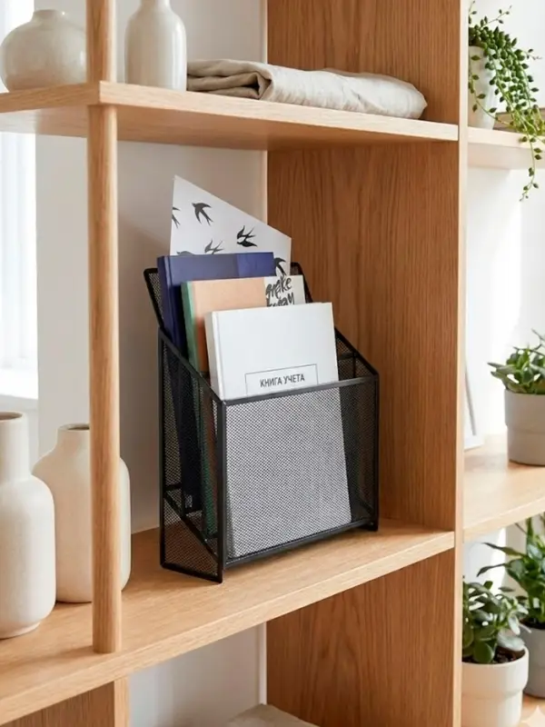 Лоток для бумаг вертикальный, металлическая сетка, 3 отделения, чёрный