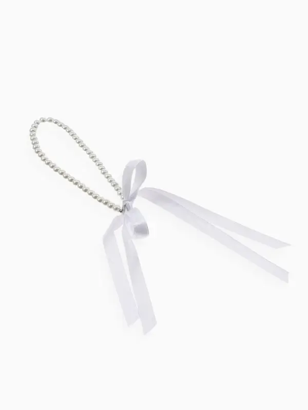 Бусы &laquo;Бантик&raquo;, жемчужины с завязкой, белые, 40 см