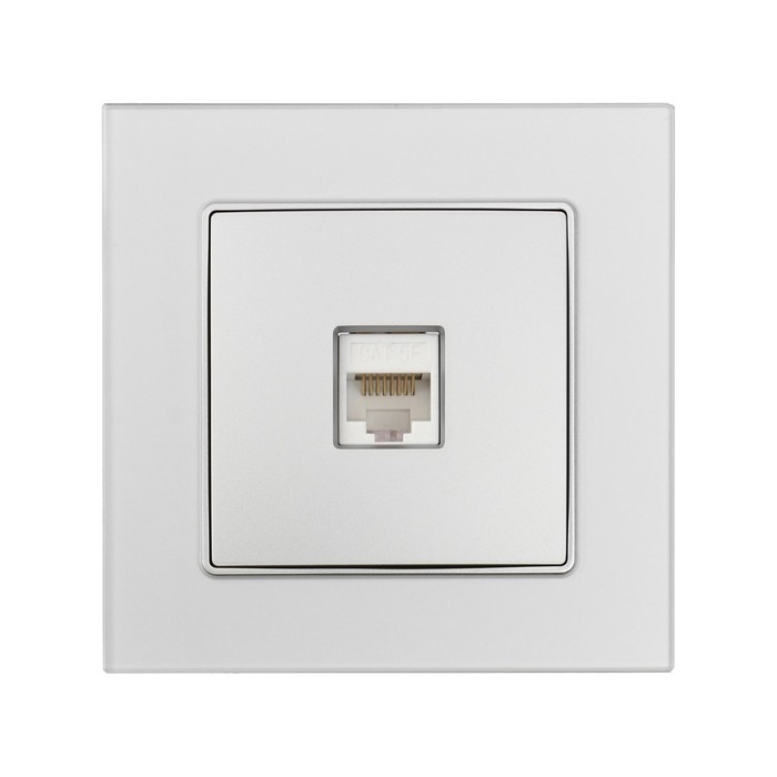 Розетка компьютерная одноместная TOT Matte Glass, скрытая, стекло, серебристая