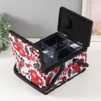 Шкатулка для рукоделия и шитья &laquo;Народный цветочный узор&raquo;, хранение ниток, иголок, мелочи, 19&times;26&times;14.5 см