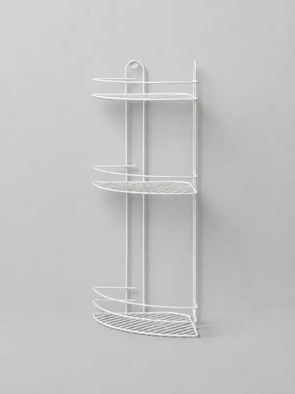 Полка для ванной угловая 3-ярусная, 23&times;23&times;58.5 см, белая