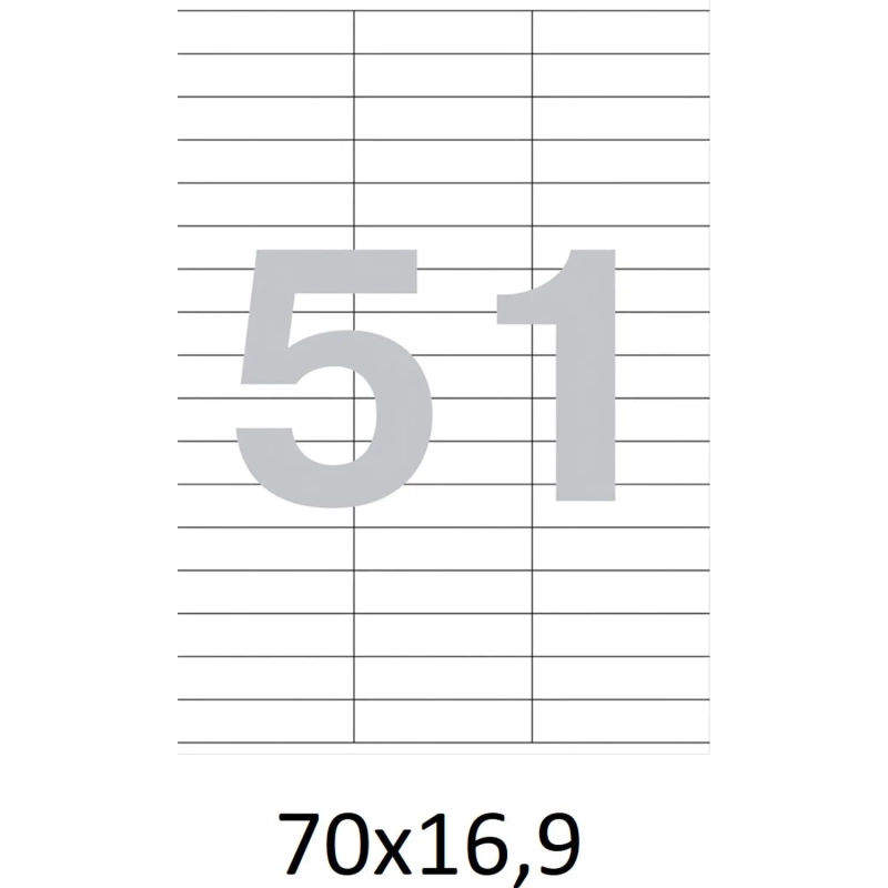 Этикетки самоклеящиеся   70х16,9 мм / 51 шт на лист А4 100листов