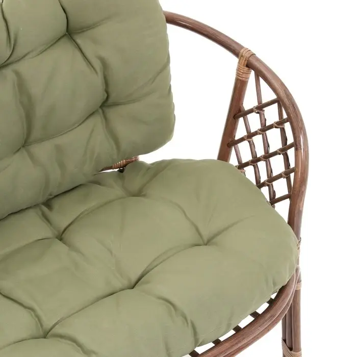 Набор садовой мебели "Bagama": 2 кресла, 1 диван, 1 стол, ротанг тёмный, подушки зелёные