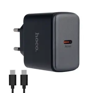 Сетевое зарядное устройство с кабелем Type-C на Type-C PD65W C159A HOCO черное
