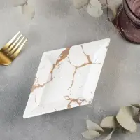 Блюдо фигурное «Аура», 18,8×11×2,5 см, цвет бело-золотой Блюдо фигурное «Аура», 18,8×11×2,5 см, цвет бело-золотой