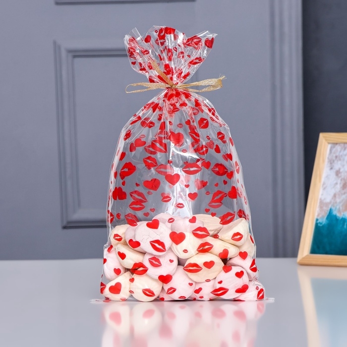 Пакет фасовочный БОПП, Пакет фасовочный БОПП, "Поцелуи" 20*35 см набор 50 шт