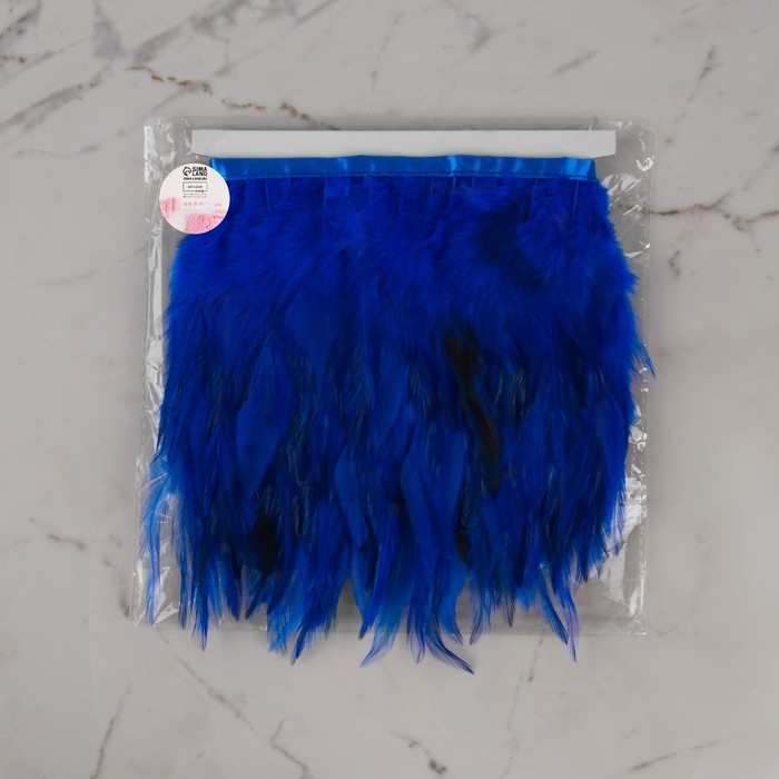 Тесьма с перьями петуха, 10-15 см, 5 ± 0,5 м, цвет синий Тесьма с перьями петуха, 10-15 см, 5 ± 0,5 м, цвет синий