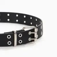 Ремень женский, 3.5&times;105 см, с люверсами, пряжка металл, чёрный