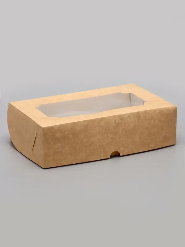 Коробка складная с окном под зефир, крафт, 25×15×7 см Коробка складная с окном под зефир, крафт, 25×15×7 см