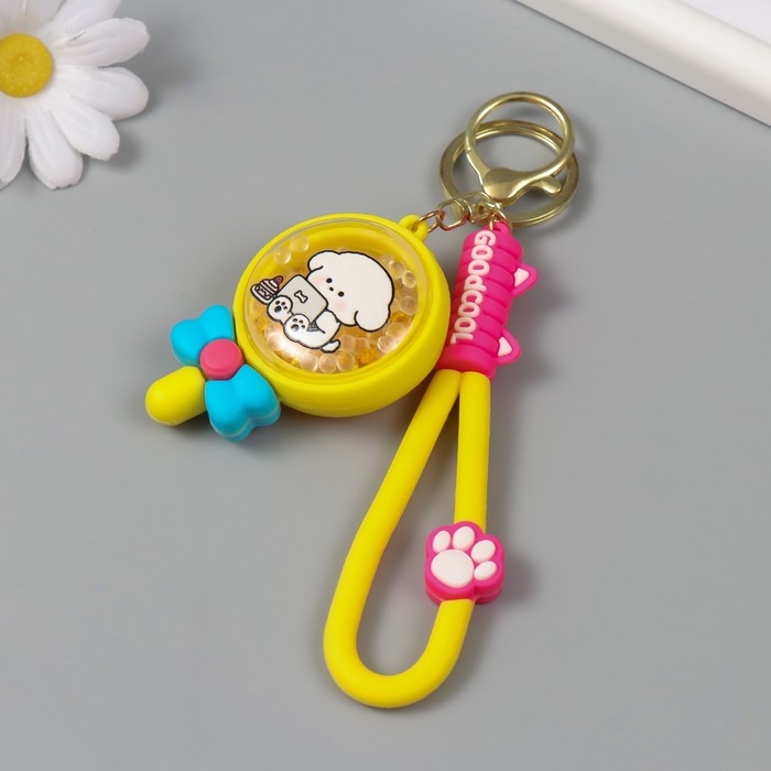 Брелок резина с ремешком  Брелок резина с ремешком "Леденец на палочке с бантом. Пёсик" 6,5х4,5х2 см