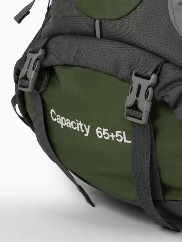 Рюкзак тур 65+5л, 30*20*53, отдел на шнурке, 5нар+2вн кармана, цвет хаки