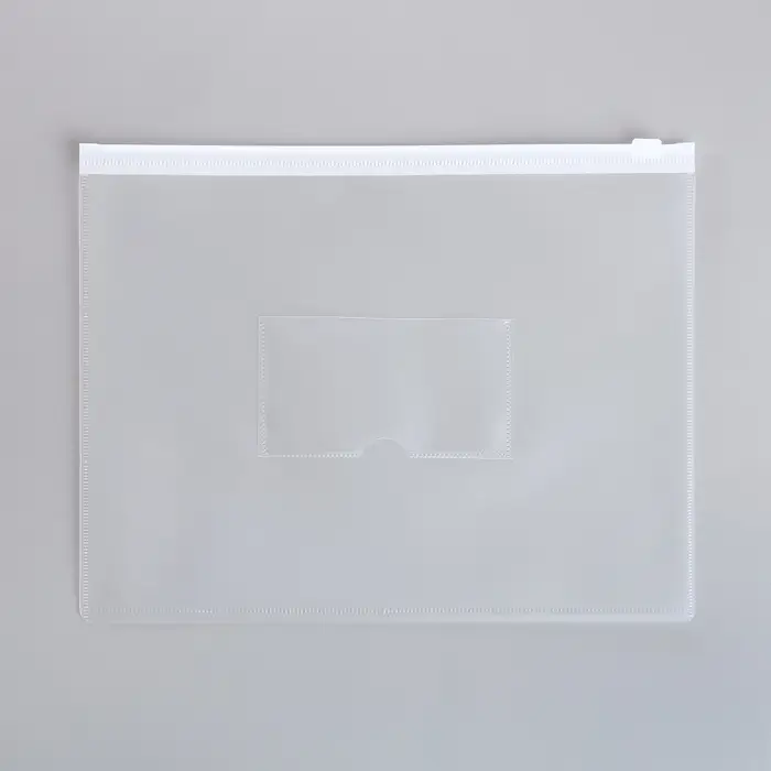 Папка-конверт на ZIP-молнии A5, 150 мкм, Calligrata, карман для визитки, прозрачная, белая молния Папка-конверт на ZIP-молнии A5, 150 мкм, Calligrata, карман для визитки, прозрачная, белая молния