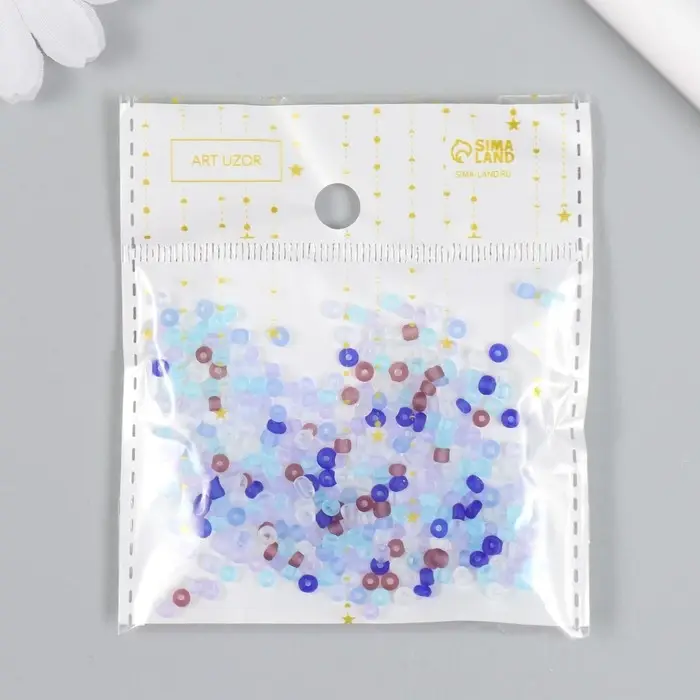 Бисер стекло 8/0  Бисер стекло 8/0 "Матовый полупрозрачный. Меланж сине-фиолетовый" 10 гр