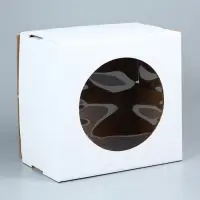 Коробка под торт, с окном, белая, 30&times;30&times;19 см