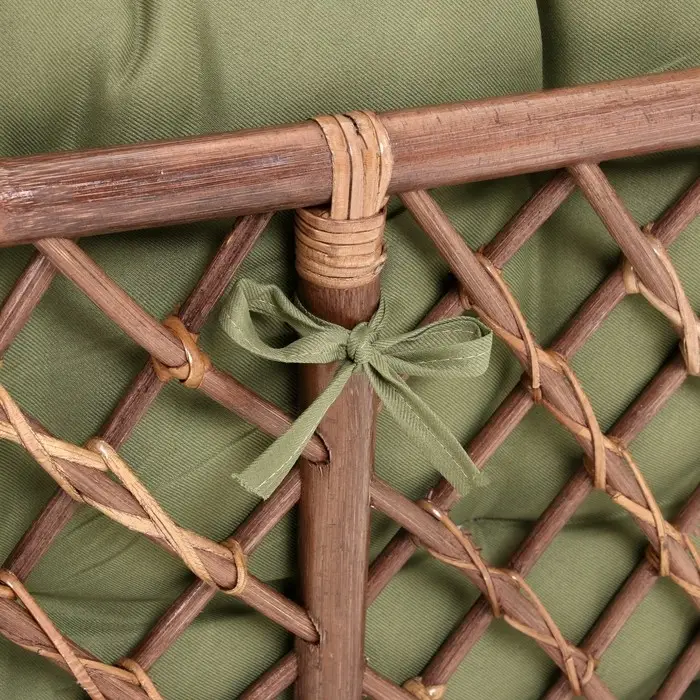 Набор садовой мебели "Bagama": 2 кресла, 1 диван, 1 стол, ротанг тёмный, подушки зелёные