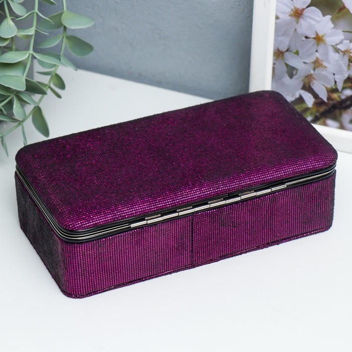 Шкатулка кожзам для украшений  Шкатулка кожзам для украшений "Мелкие квадратики. Фиолет" 6х9,8х18,5 см