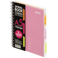 Бизнес-тетрадь 140л,кл,А5,SPIRAL BOOK Розовый,евроспир,обл.пласт,разд.84111
