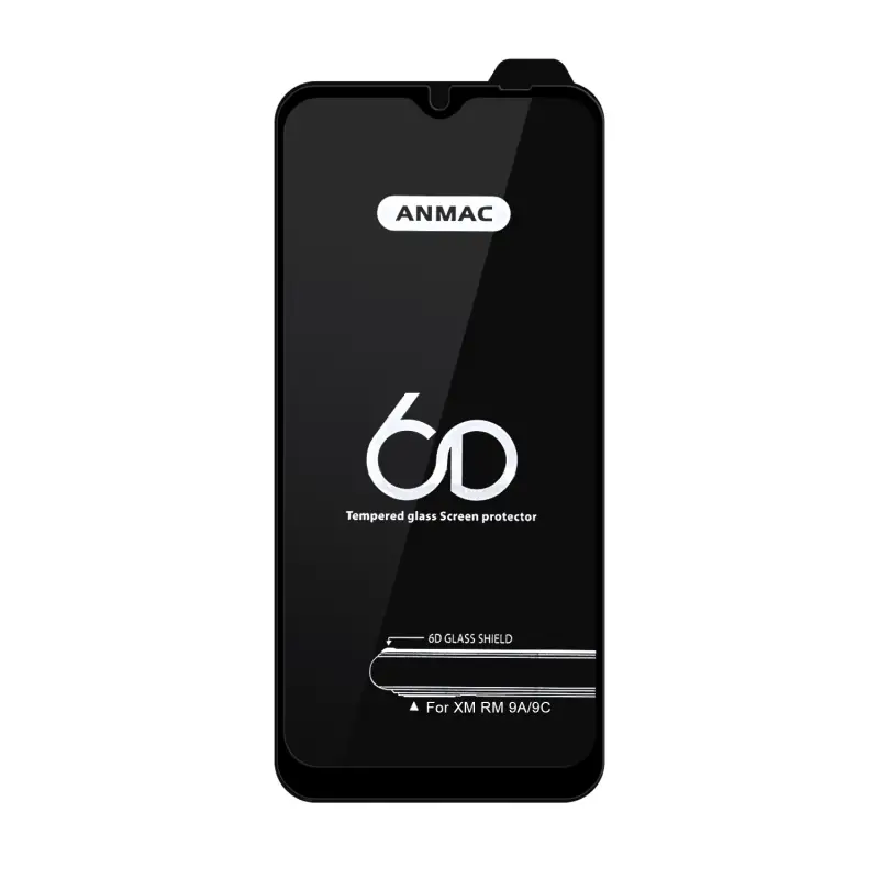 Защитное стекло XM Redmi 9A/9C Anmac 6D Black без упаковки Арт.1137285 (10 шт./уп.)