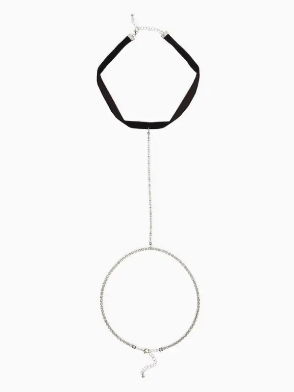 Бодичейн на бедро со стразами, белая в серебре