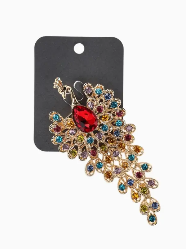 Брошь &laquo;Жар-птица&raquo; волшебная, стразы, цетная в золоте