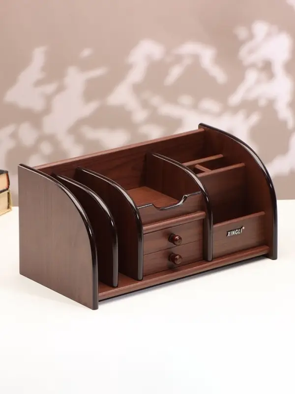 Органайзер 7 секций, 2 выдвижных ящика, серия Орех с кантом темным, 16&times;30&times;15 см