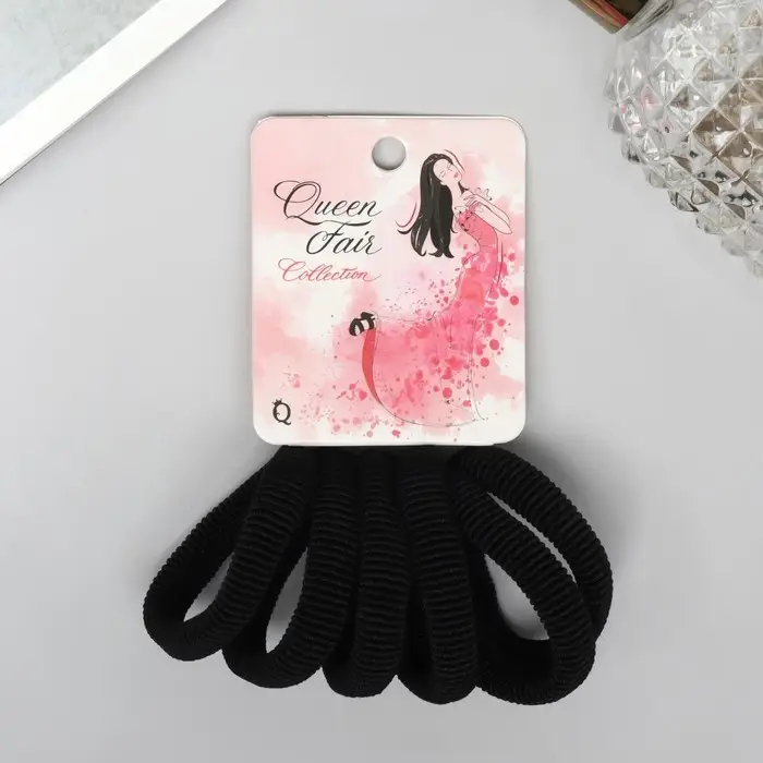 Резинка для волос «Вивьен», набор 6 шт., мечты, 4 см, чёрные