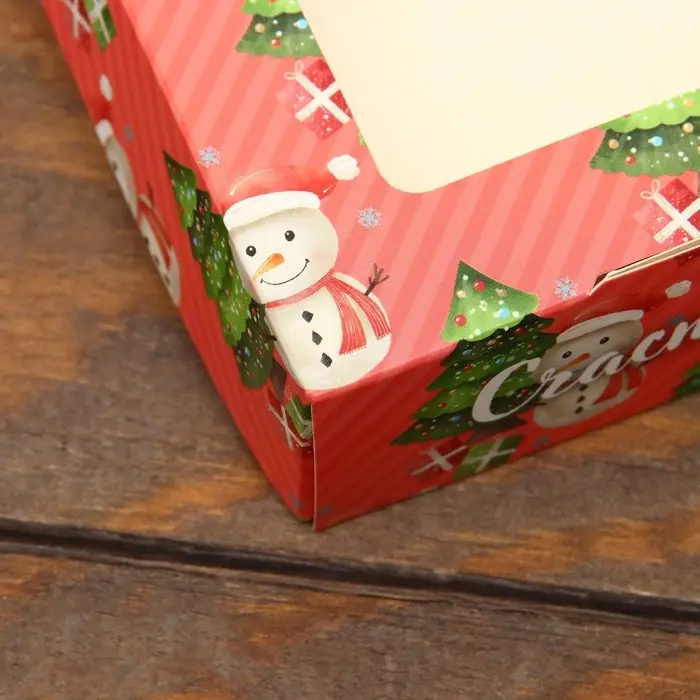 Коробка складная «Снеговичок», розовая, 20×12×4 см