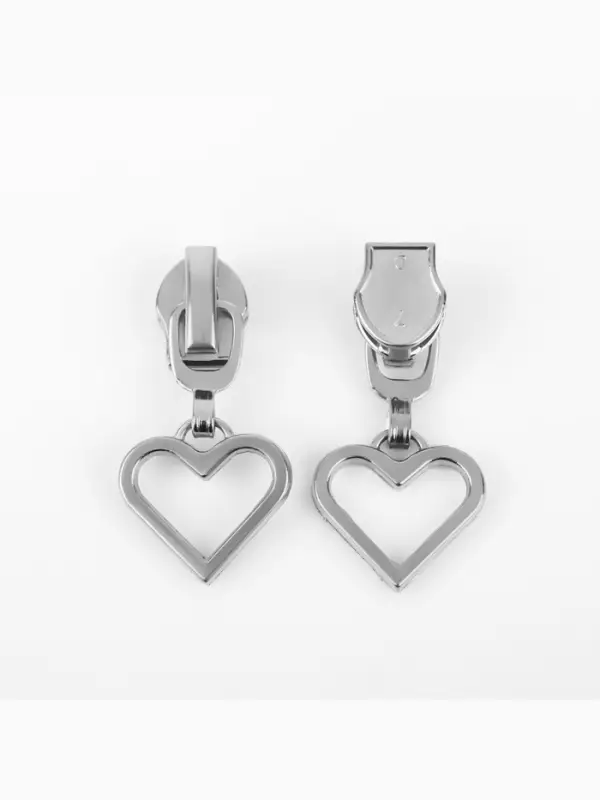 Бегунок для молнии &laquo;Спираль&raquo;, №7, &laquo;Сердце&raquo;, 10 шт., цвет никель