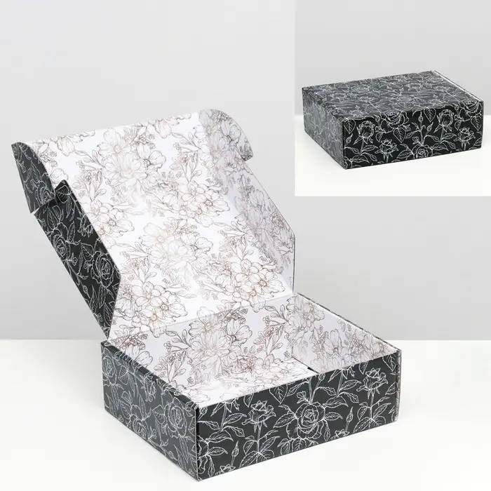 Подарочная коробка двусторонняя Подарочная коробка двусторонняя "Цветы" 27 х 21 х 9 см