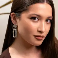 Серьги металл &laquo;Карибы&raquo;, прямоугольные, цвет серебро