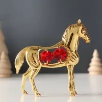 Сувенир  Лошадь с 4-мя красными хрусталиками, 9х3х9 см.
