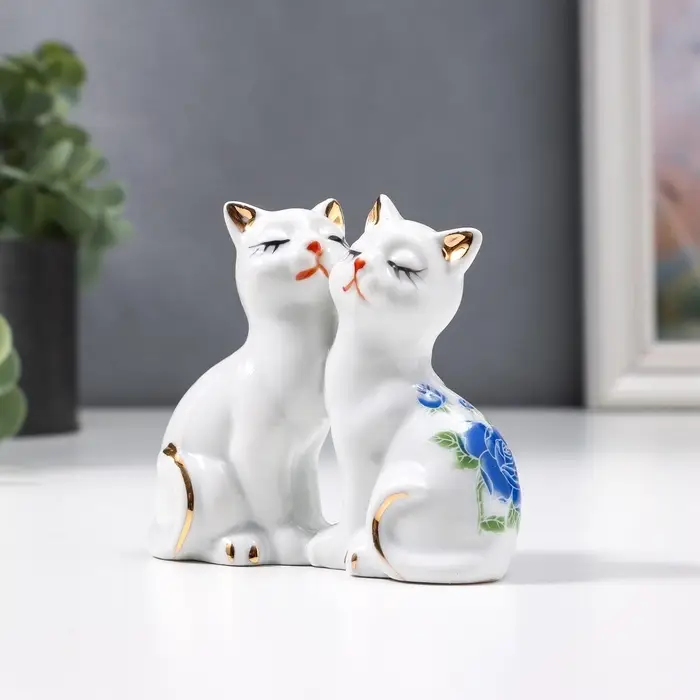 Фигурка керамика &laquo;2 котёнка в цветочек&raquo;, 7&times;8 см