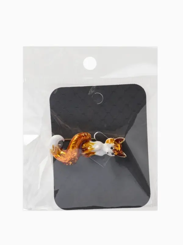 Брошь &laquo;Лиса&raquo; с хвостиком, цвет бело-оранжевый в золоте