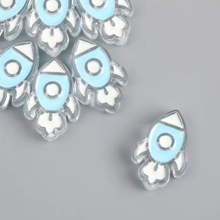 Бусина для рукоделия и плетения «Арт Узор. Голубая ракета», пластик, 0.8×2.2×3.2 см