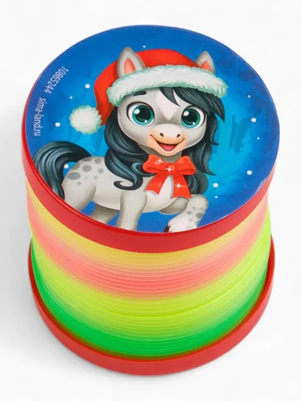 Funny toys Пружинка радуга "Новогодняя лошадка", цвета МИКС, d.-5см
