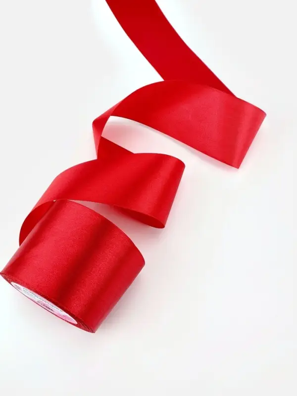 Лента атласная, 75 мм, 23&plusmn;1 м, красная №26