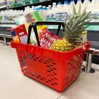 Корзина покупательская пластиковая, 20 л, 2 пластиковые ручки, красная