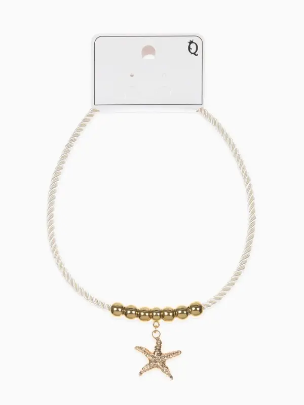 Кулон на шнурке &laquo;Морская звезда&raquo;, L=45 см, цвет бело-золотой