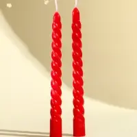 Свечи витые, 1.5&times;15 см, 2 шт., красный