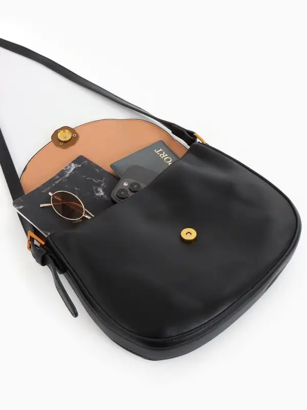 Сумка женская мессенджер TEXTURA на магните, с косметичкой, 28&times;4&times;20 см, чёрная