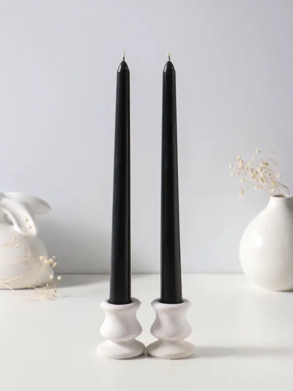 Набор свечей античных 25 см, 2 шт., 58 г, 7 ч, чёрный
