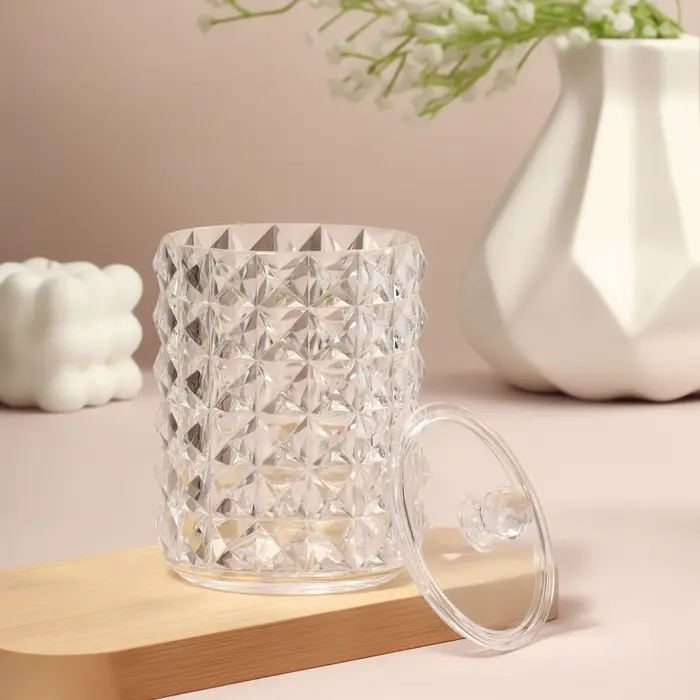 Органайзер для ватных палочек, с крышкой, d=6.5&times;11 см, прозрачный