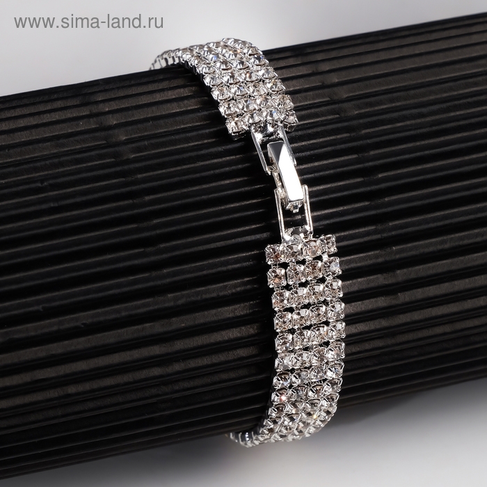 Браслет со стразами «Сияй» четыре ряда, цвет белый в серебре, 18 см Браслет со стразами «Сияй» четыре ряда, цвет белый в серебре, 18 см