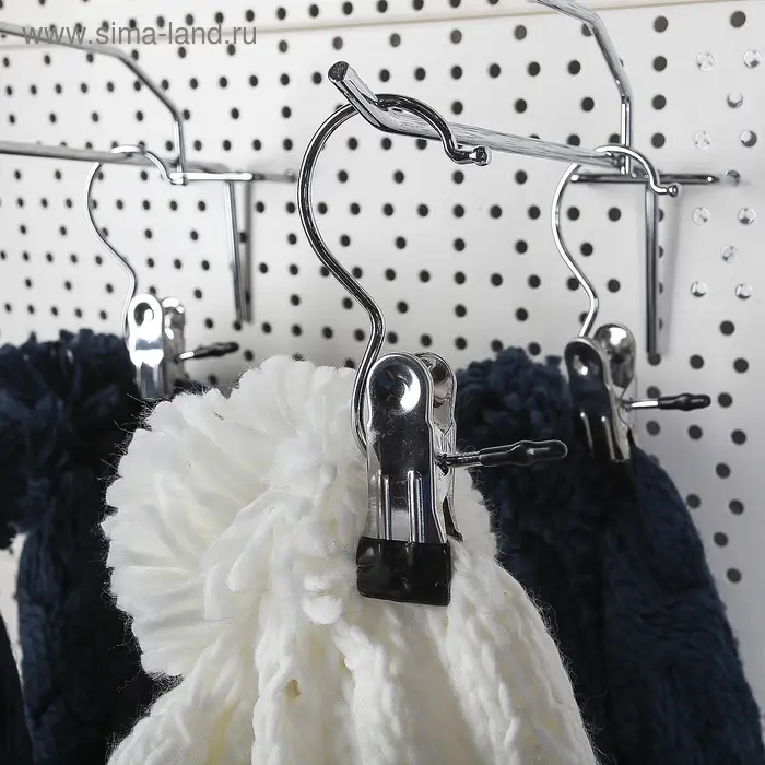 Крючок - вешалка с прищепкой, 10 шт. 5×2×11.5 см, цвет хром