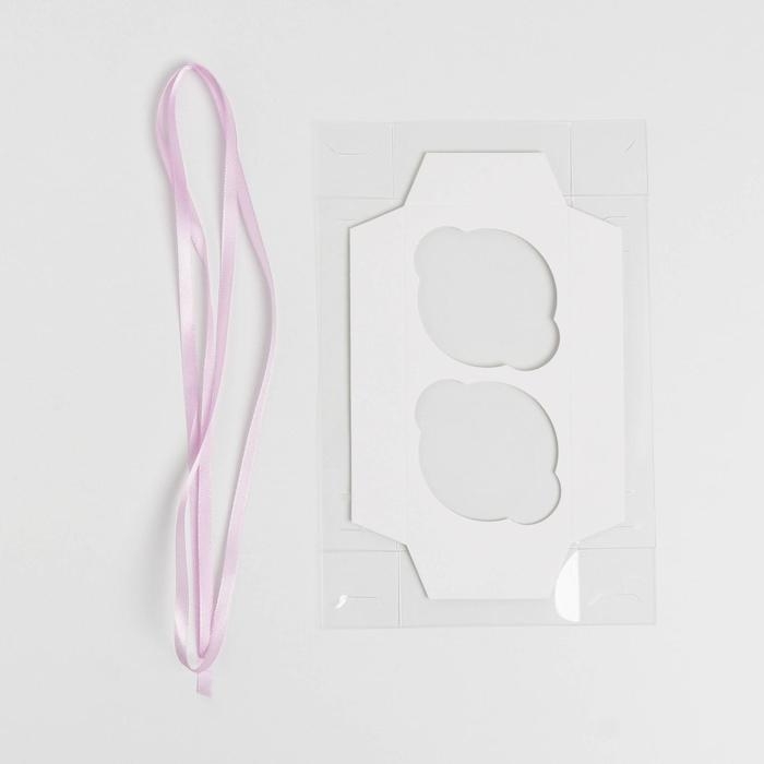 Коробка для капкейков, кондитерская упаковка с PVC крышкой, 2 ячейки, «8 марта», 16 х 8 х 10 см