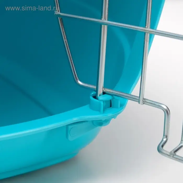 Переноска для животных до 12 кг &laquo;Пижон&raquo;, 49&times;33&times;32 см, металлическая дверь, пластик, белая, бирюзовая