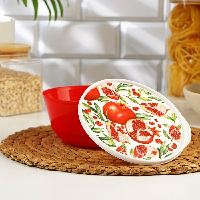 Миска с крышкой «Гранат», 1 л, 17×16,2×8 см, цвет красный Миска с крышкой «Гранат», 1 л, 17×16,2×8 см, цвет красный